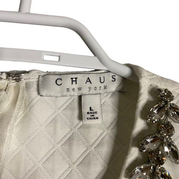 Chaus Women's Off-White Embellished Quilted Sleeveless Top - Picture 3 of 6